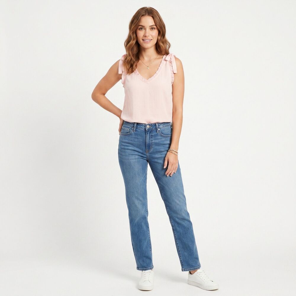 LC Ruffle Top Women M Blush Pink Sleeveless Feminine Lightweight Blouse